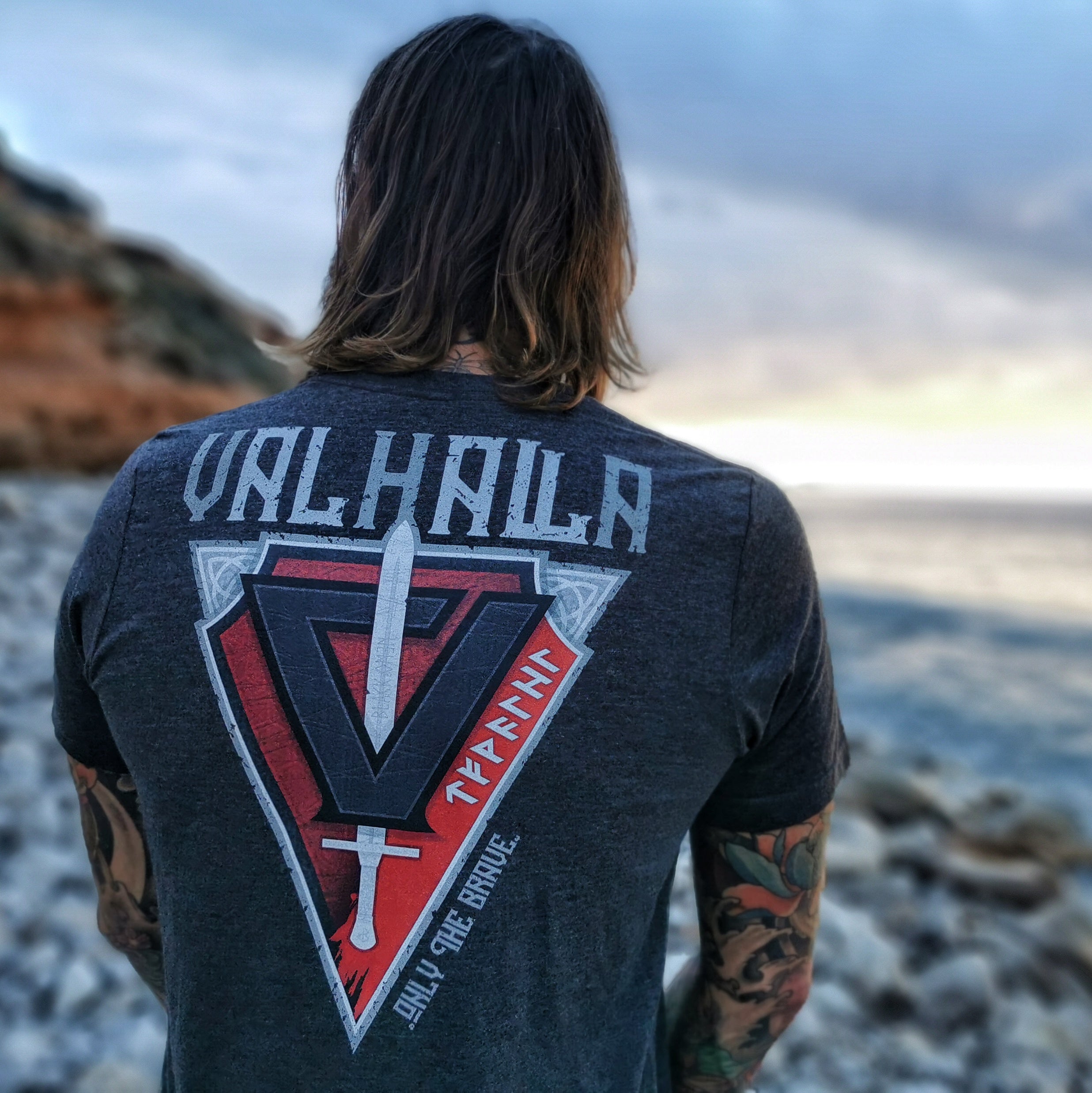 VALHALLA / ONLY THE BRAVE Unisex T-Shirt - BLACK-OMƎN