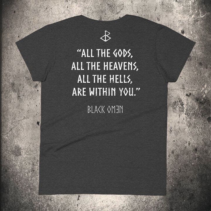 ALL THE GODS Ladies T-Shirt DARK HEATHER GREY - BLACK-OMƎN